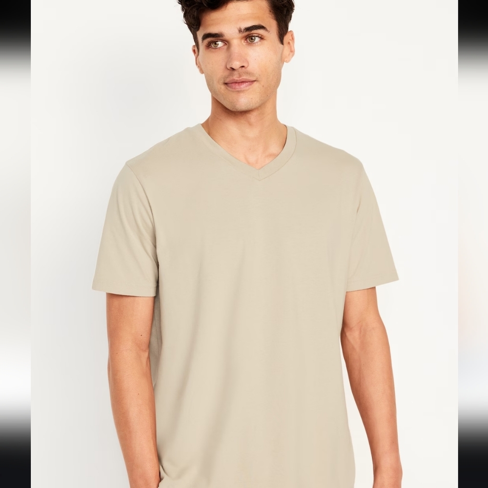 Old Navy Men’s soft washed v neck casual short sleeve t-shirt Tee Ecru Beige XL